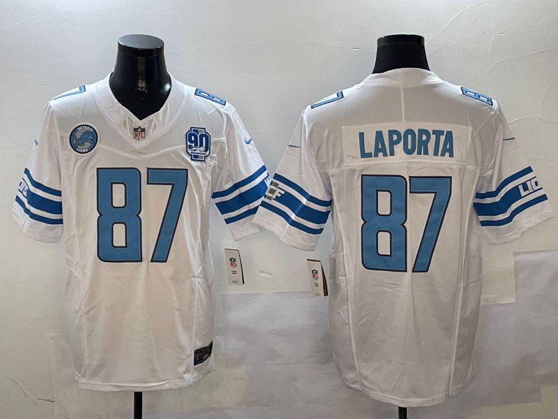Men Detroit Lions 87 Laporta White three generations 2024 Nike Limited NFL Jersey style 01022